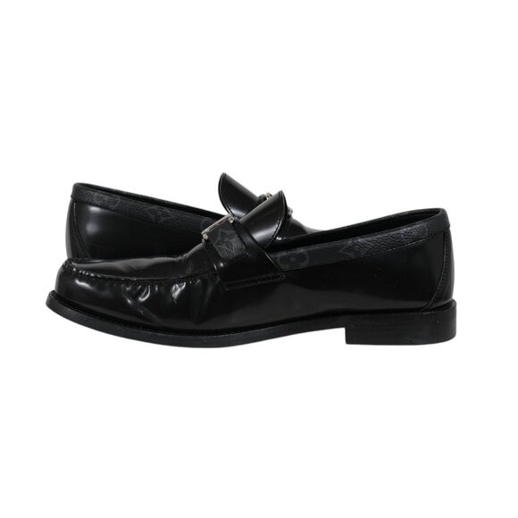 Louis Vuitton Mens Major Loafers Sz US 7.5 UK 6.5 Black Leather Monogram Slip On main image 4